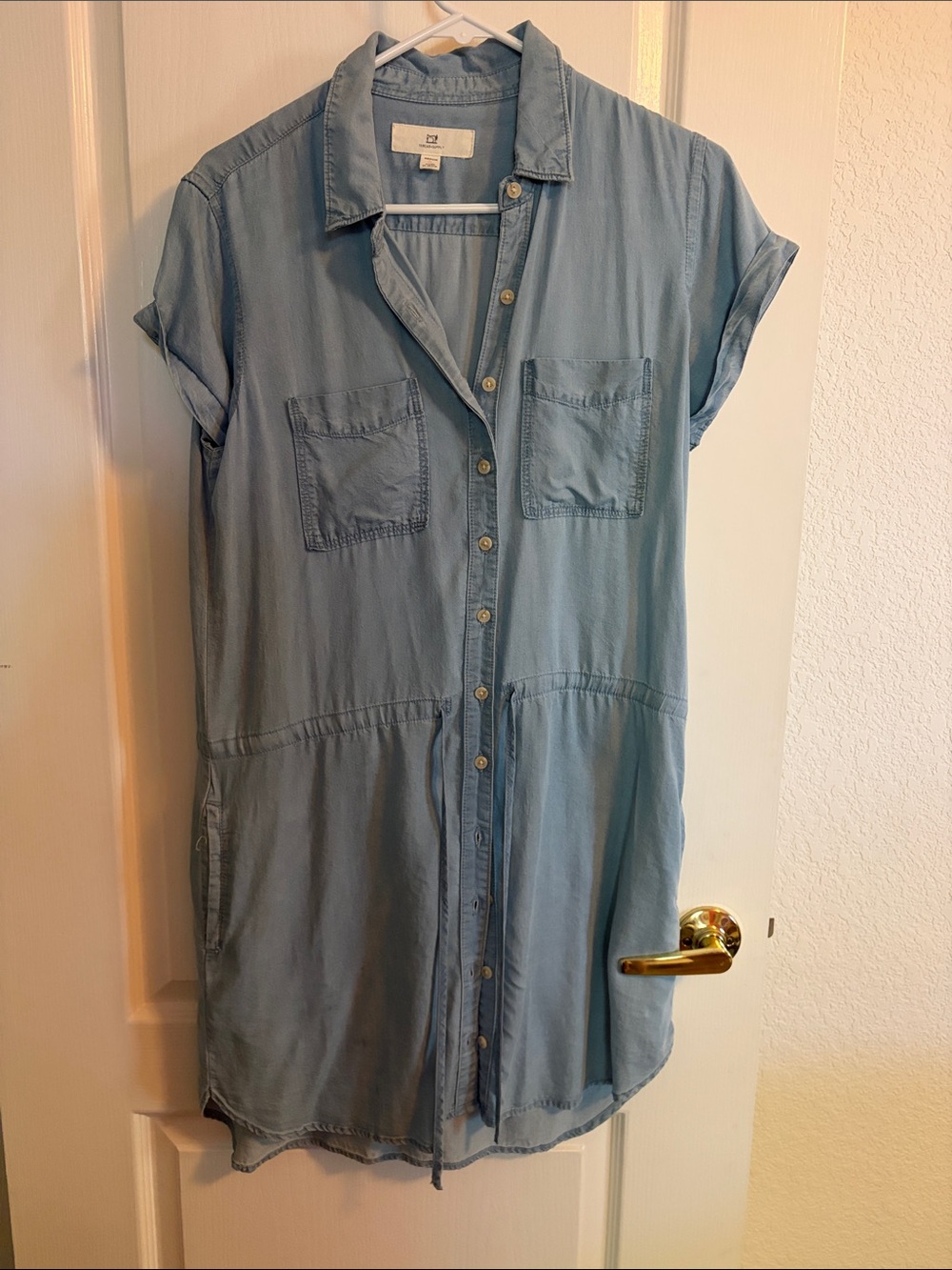 Thread & Supply Light Blue Button-Front Midi Shirt Dress